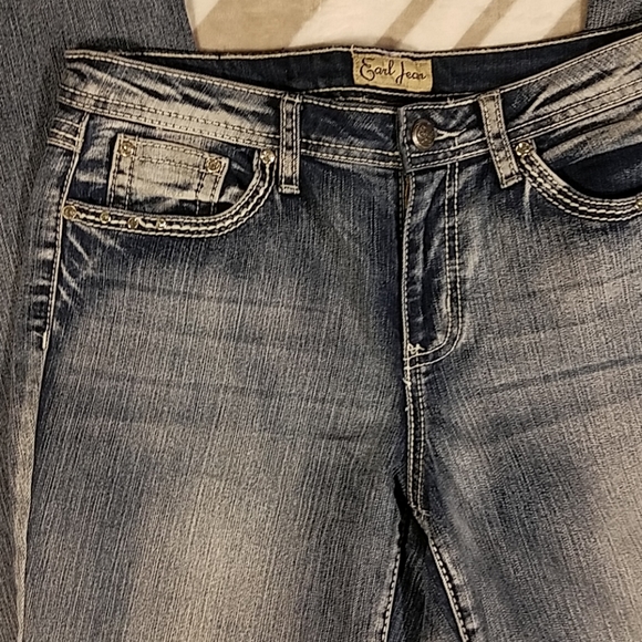 Earl Jean Rhinestone Stitched Cross Faded Size 8 - Picture 3 of 7